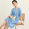 Denim Style Double Crepe Silk Shirt Skirt [100% Mulberry Silk] Irregular Tie Dye Dress