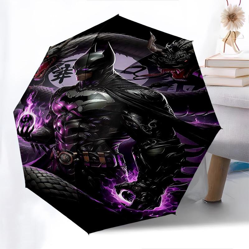 1pc Batman Dragon Automatic Folding Umbrella - Compact 8-Rib Design, Durable Plastic & Iron1249L