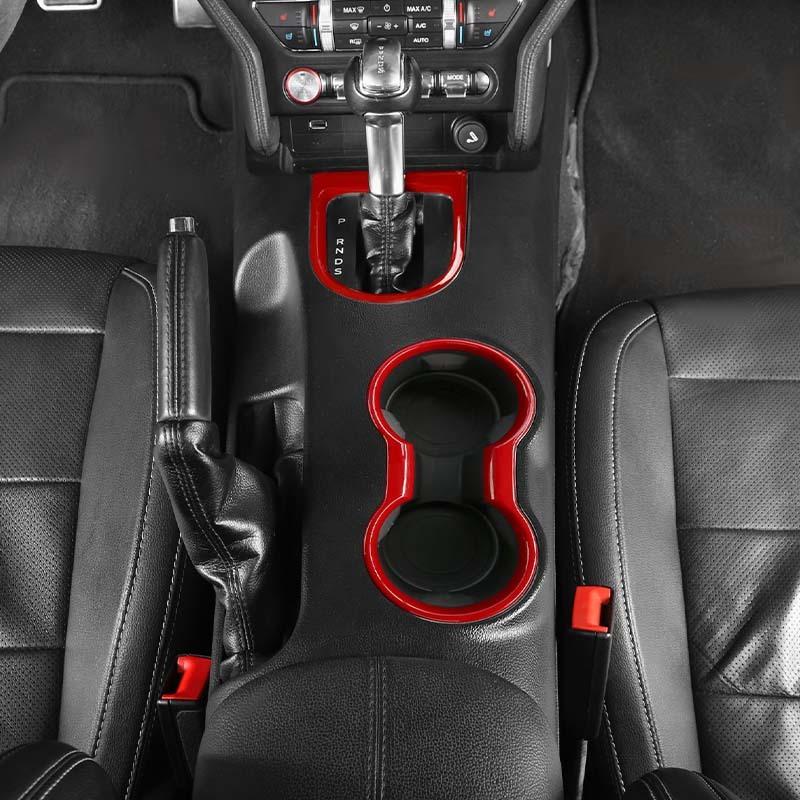 Car Car Front Cup Holder Gear Shift Decorative Ring Cover  For Ford Mustang 2015-2023 Car Interior Acessories