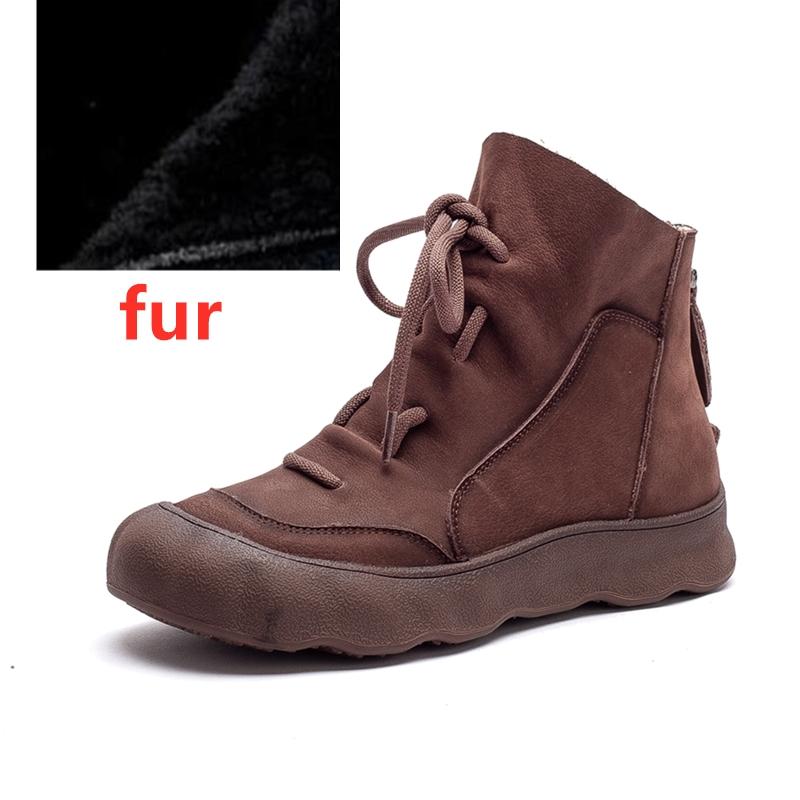 

Fashion AIYUQI Women Ankle Boots 2025 Genuine Lenther Women Booties Non-slip Vintage Lace-Up Large Size Flats Female Motorcycle Boots 40
