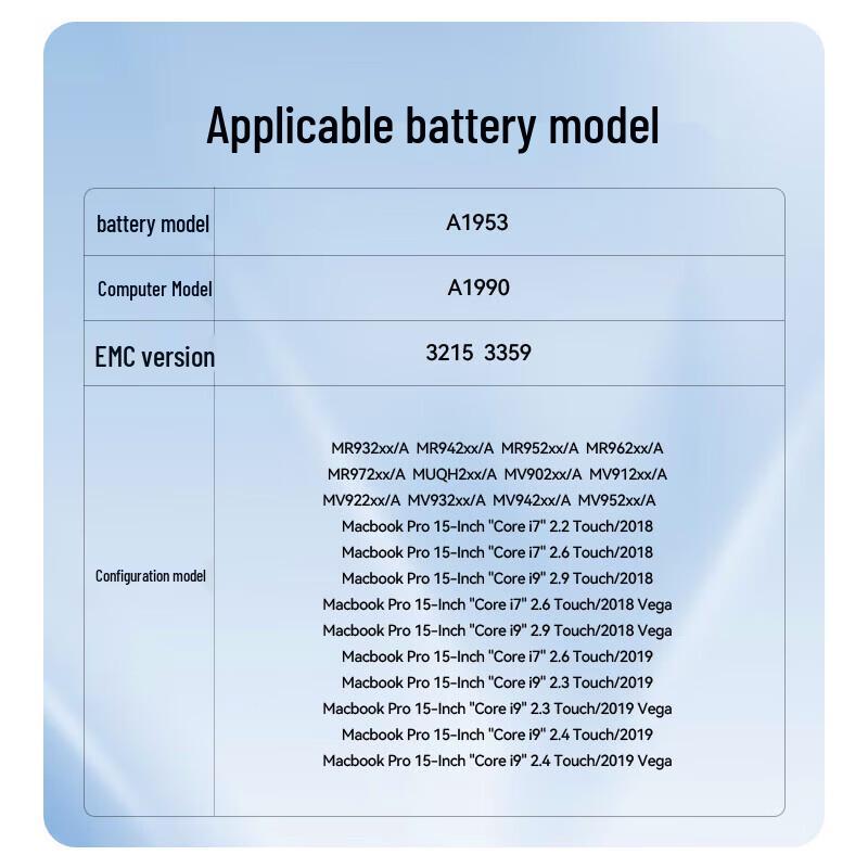 llano Graphene Replacement Battery for MacBook Pro 15.4-inch (2018-2019)