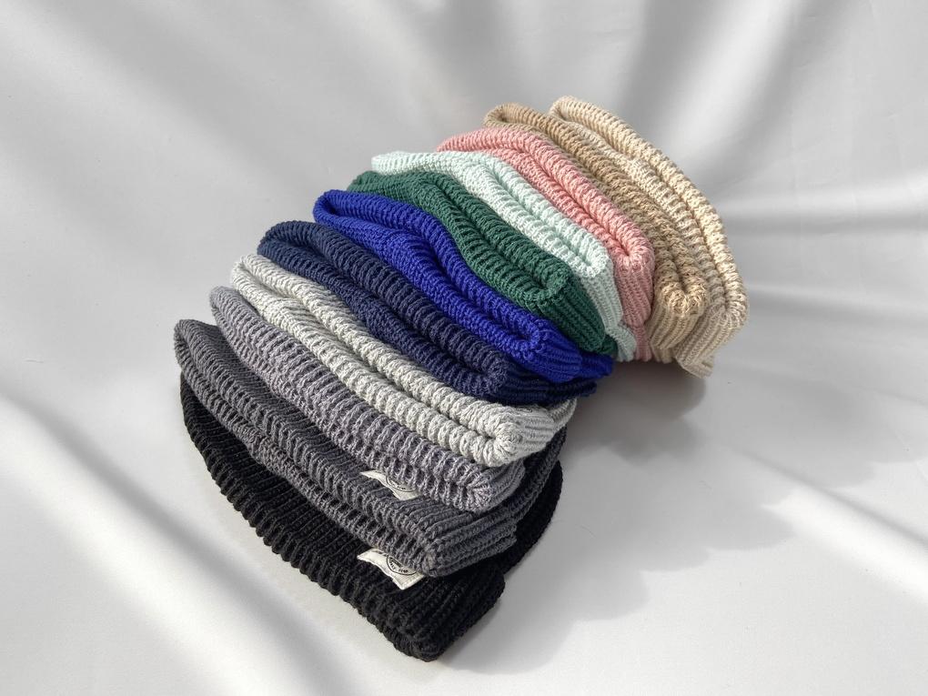 Women's and Men's Cotton Label Watch Beanie Fall Winter Plain Hat