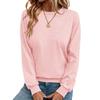 Women's Round Loose Neck Sweatshirt Long Sleeved Pullover Solid Color Hoodie