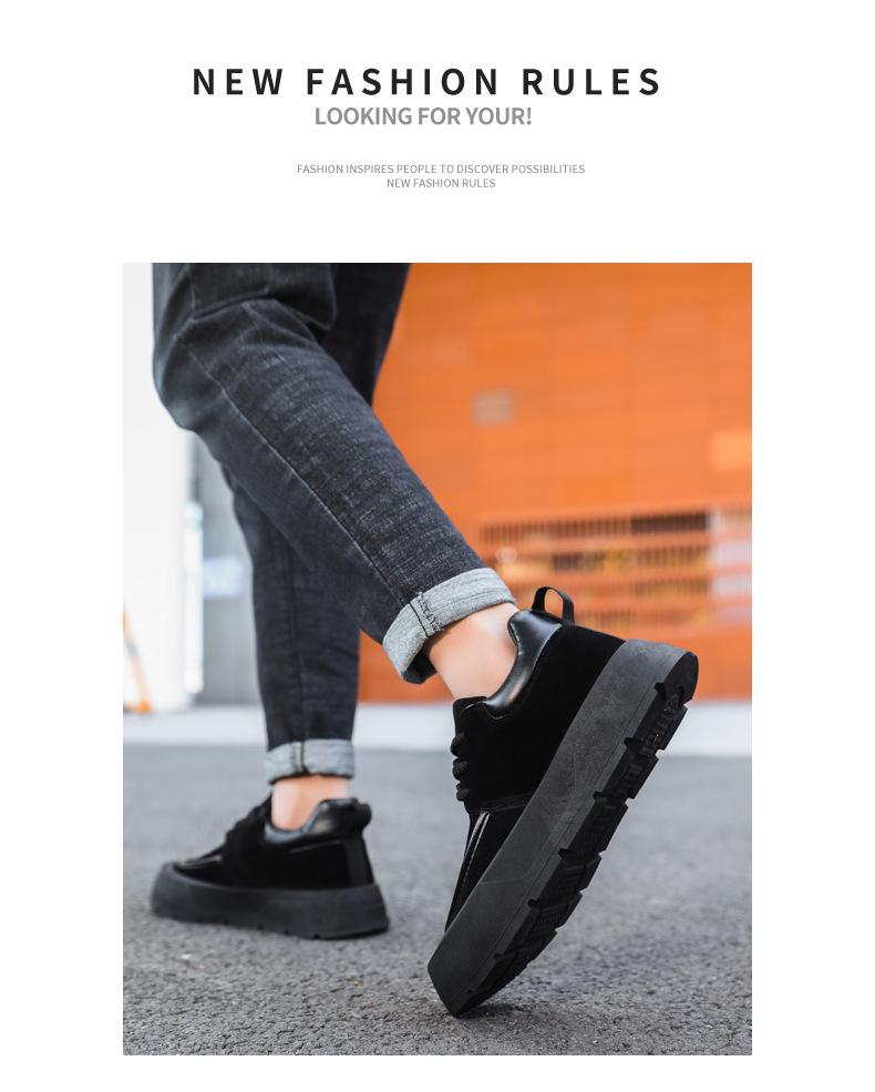 Men's Winter 2024 Retro British Style Thick-Soled Casual Sneakers with Velvet Lining for Teens