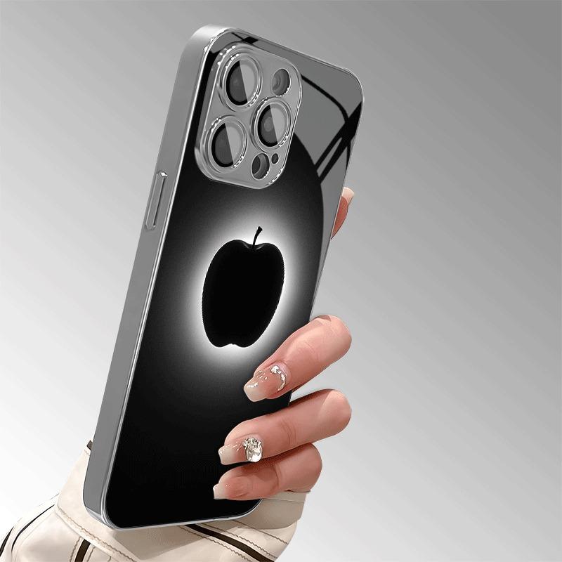 Einfacher Schwarz-Weiß-Stil Für Apple-Muster Glas Galvanisiertes Case Für iPhone 17 16 15 14 13 12 11 Pro Max Plus 16E 17Air Hülle