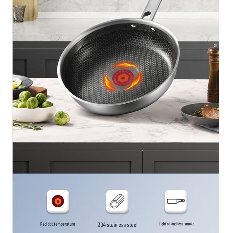 KOBACH 304 Stainless Steel Non-stick Frying Pan with Lid