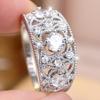Heavy-duty, Intricately Carved, Vine-patterned, Wide Ring with Full Diamond Embellishments Light Luxury, Versatile, Multi-layered Ring with a Central
