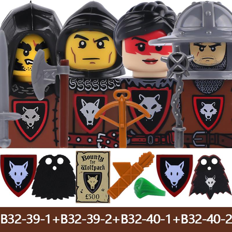 Medieval Castle Soldier Figures Building Blocks Knight Orc Warrior Dragon Wolf Animals Battle Flags Accessories Bricks Toys Boys