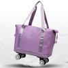 Expandable Rolling Duffle Bag with Wheels Foldable Travel Bag Large Capacity Double Layer Luggage Bag Large Weekend Bag Waterproof Suitcase