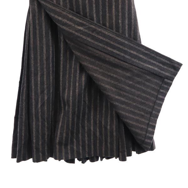 beautiful people Wool Blend Long Length Wrap Skirt 36 Gray Back Pleated Women Used