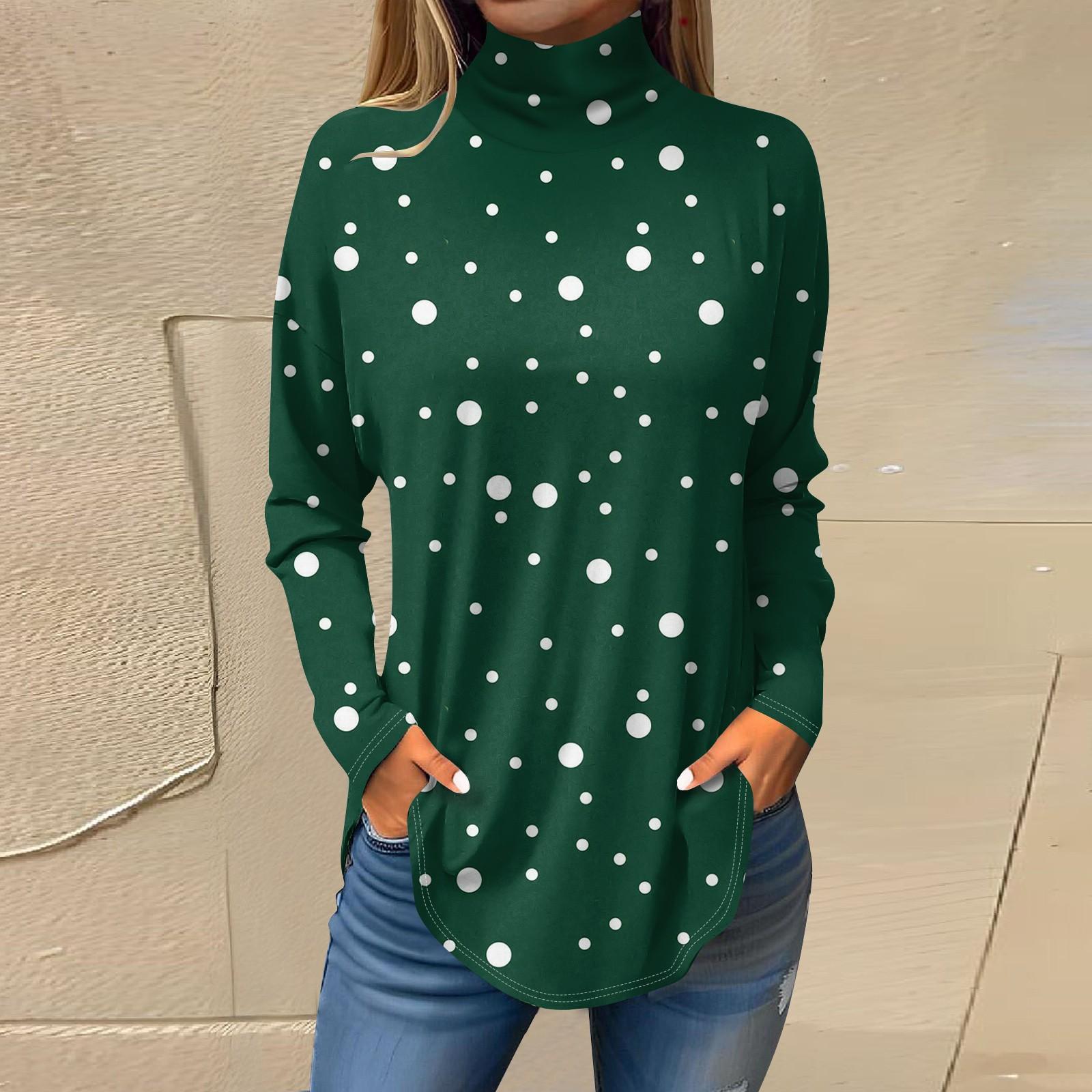 

Женская осенняя повседневная толстовка с длинным рукавом, винтажный принт, топ с высоким воротом, пуловер XL зелёный