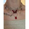 Sweet Cool Red Drip Glaze Butterfly Tassel Multi-Layered Collarbone Chain Necklace Spice Girls Devil's Claw Exaggerated Necklace Women