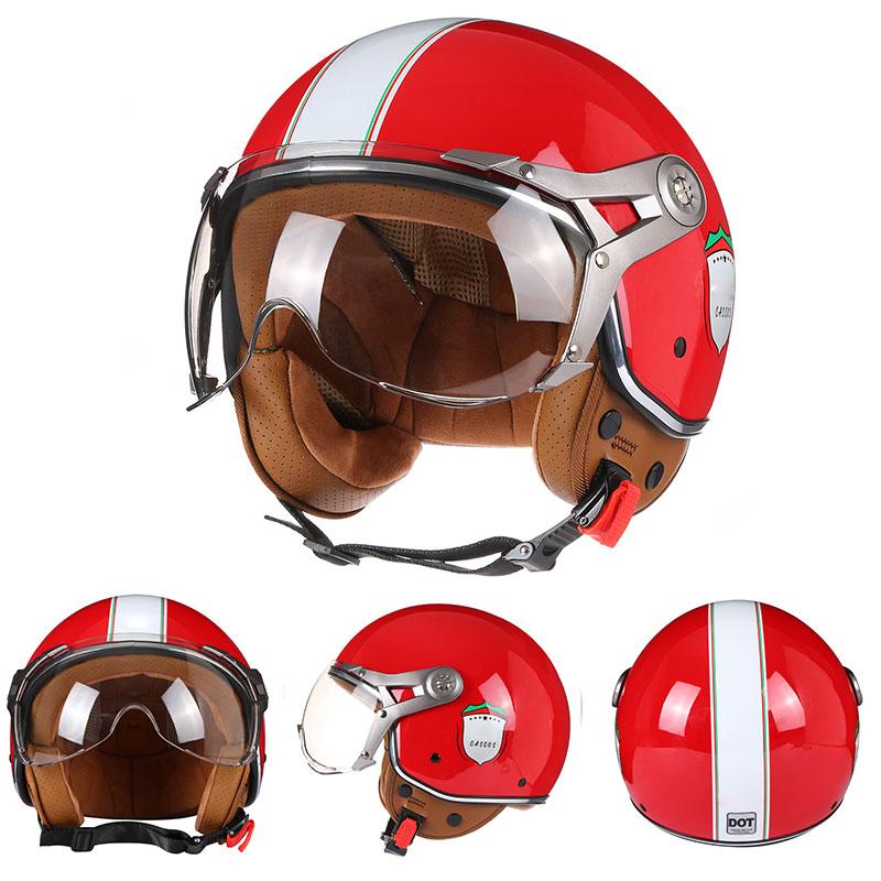 Retro Open Face Helmet Jet Motorcycle Helmet Detachable Clear Wind Visor For Vintage Scooter Moped Rider  Adult Vespa Commuter