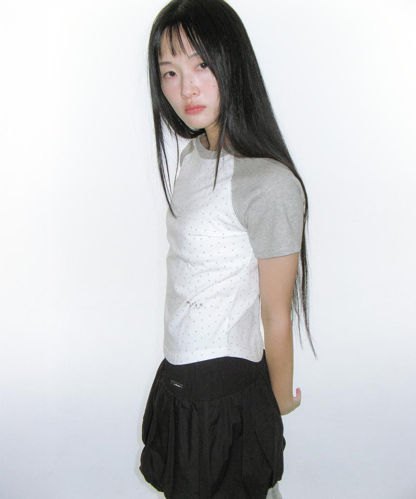 AMES-WORLDWIDE Twinkle Raglan Crop Tee White