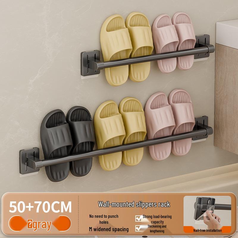 No-Drill Wall-Mounted Bathroom Shoe Rack: Easy Installation, Entrance Hall Slipper Holder