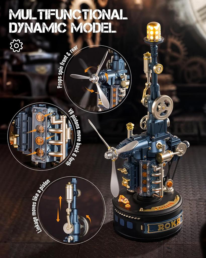 ROKR Série Průmyslové město 3D puzzle Model majáku Stavebnice s LED světlem pro dekoraci stolu 139 dílů Vzdělávací hračka Dárek pro muže teenagery