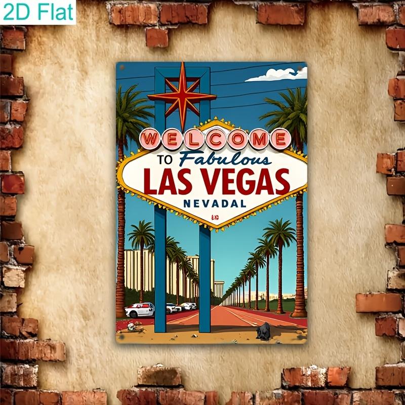 D Flat Metal Sign Las Vegas Vintage Tin Plaque Bar Wall Decor 20x30cm(7.8x11.8inch)