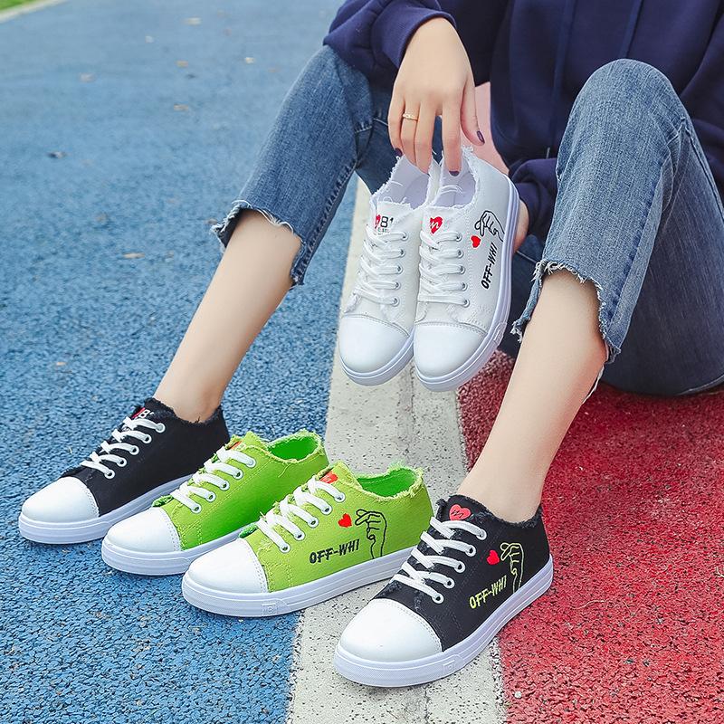2025 Summer New Canvas Shoes Womens Student Flat Korean Version Little White Shoes Comfortable And Breathable Womens Sneakers