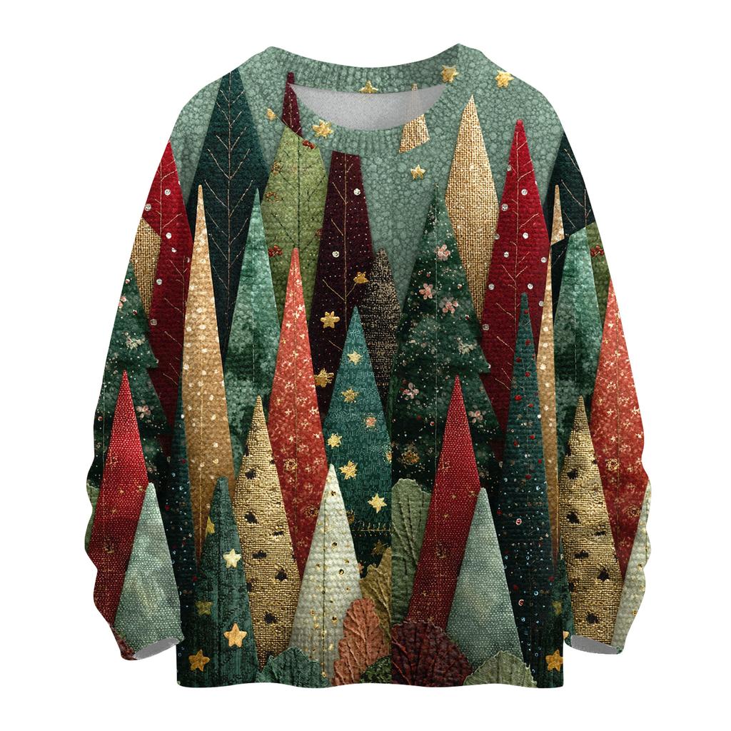 Women's Casual Long Sleeve Woolen Christmas Sweatshirt Fall  Vacation Long Sleeve Pullover