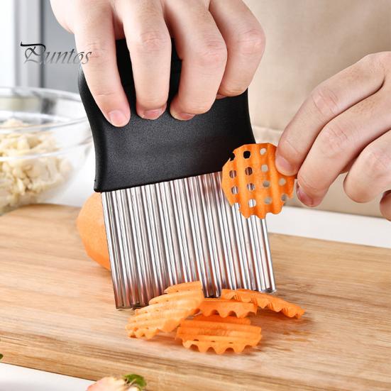

Овощерезка с морщинистой нарезкой и эргономичной ручкой, легко чистящаяся нержавеющая сталь, нарезка для картофеля, моркови, кухонный инструмент чёрный