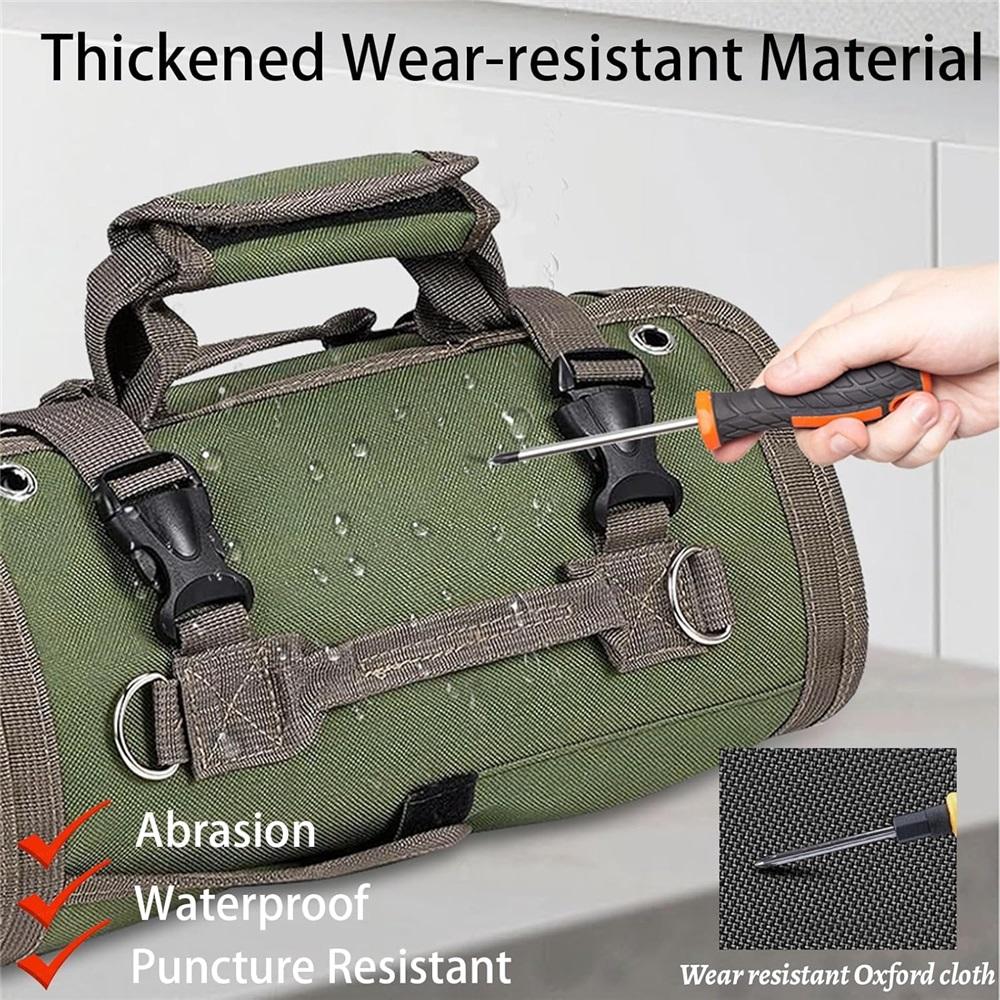 Roll-up Toolkit, Heavy-duty Portable Soft Tool Storage, Foldable Empty Roll-up Storage Bag with Small Pocket, Official Rollable Toolkit