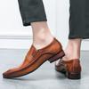 Designer Fashion Men's Pointed Black Brown Pu Leather Slip On Casual Dress Homecoming Shoes Male Formal Wedding Footwear Loafers