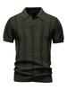 AIOPESON 2026 Men's Knitted Mesh Polo Shirt Solid Striped Breathable Turn Down Collar Sweater Polo