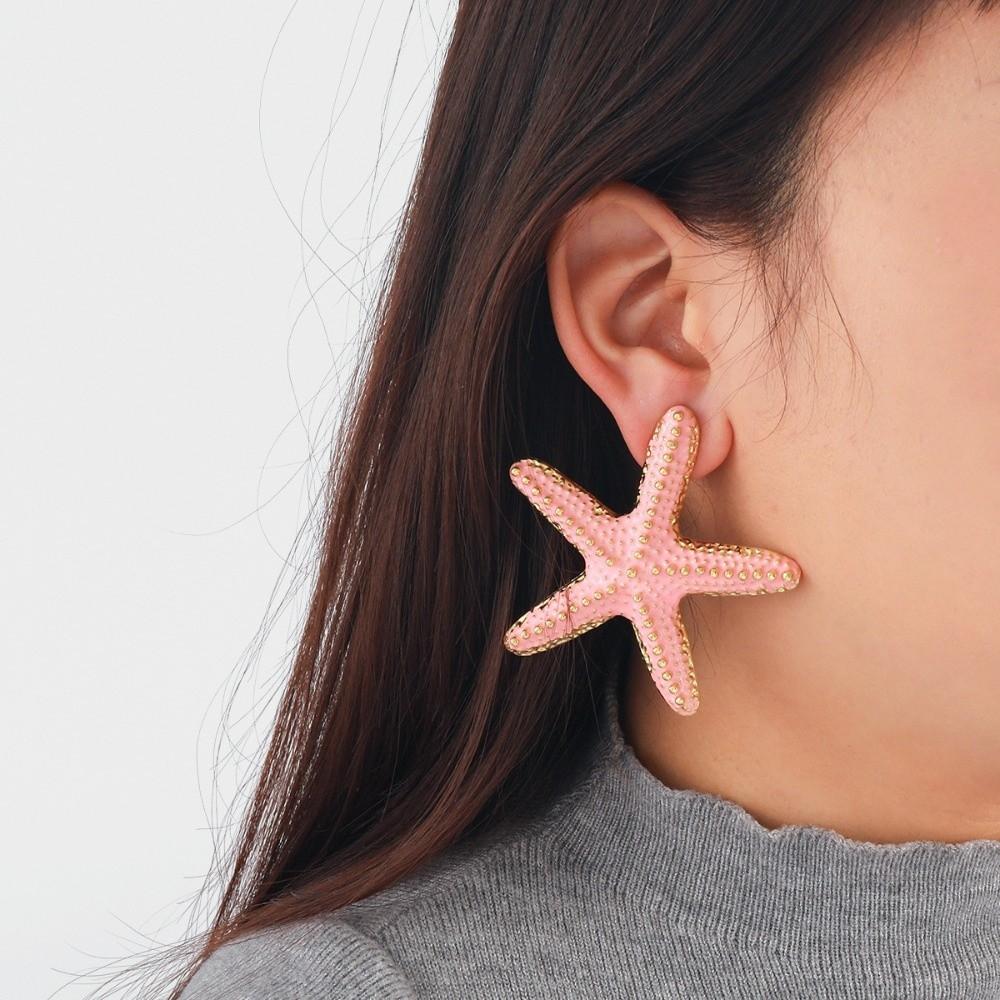 Personality Colored Glaze Starfish Earrings Conch Octopus Starfish Star Dangle Earrings Festival