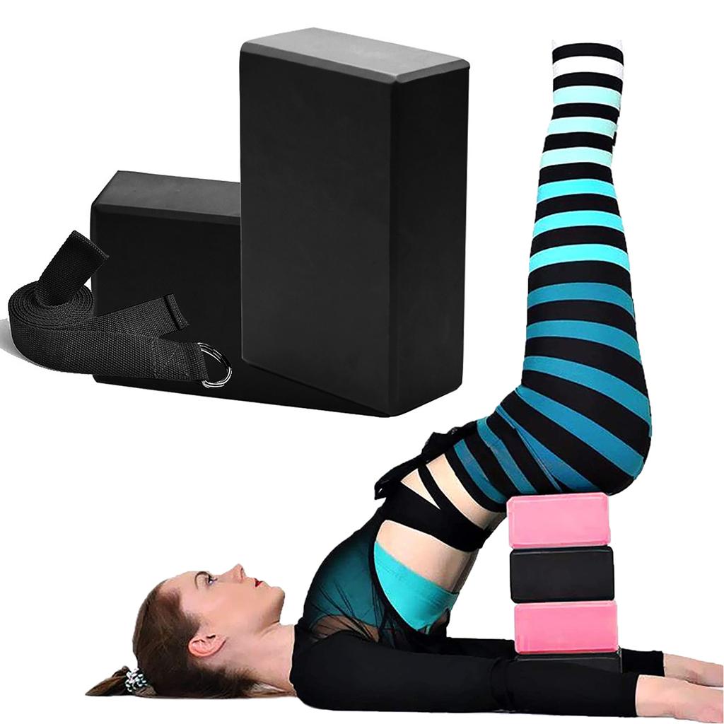 💰Kaufe Yoga Blöcke und Riemen Set, Black Yoga Block 2 Packungen High