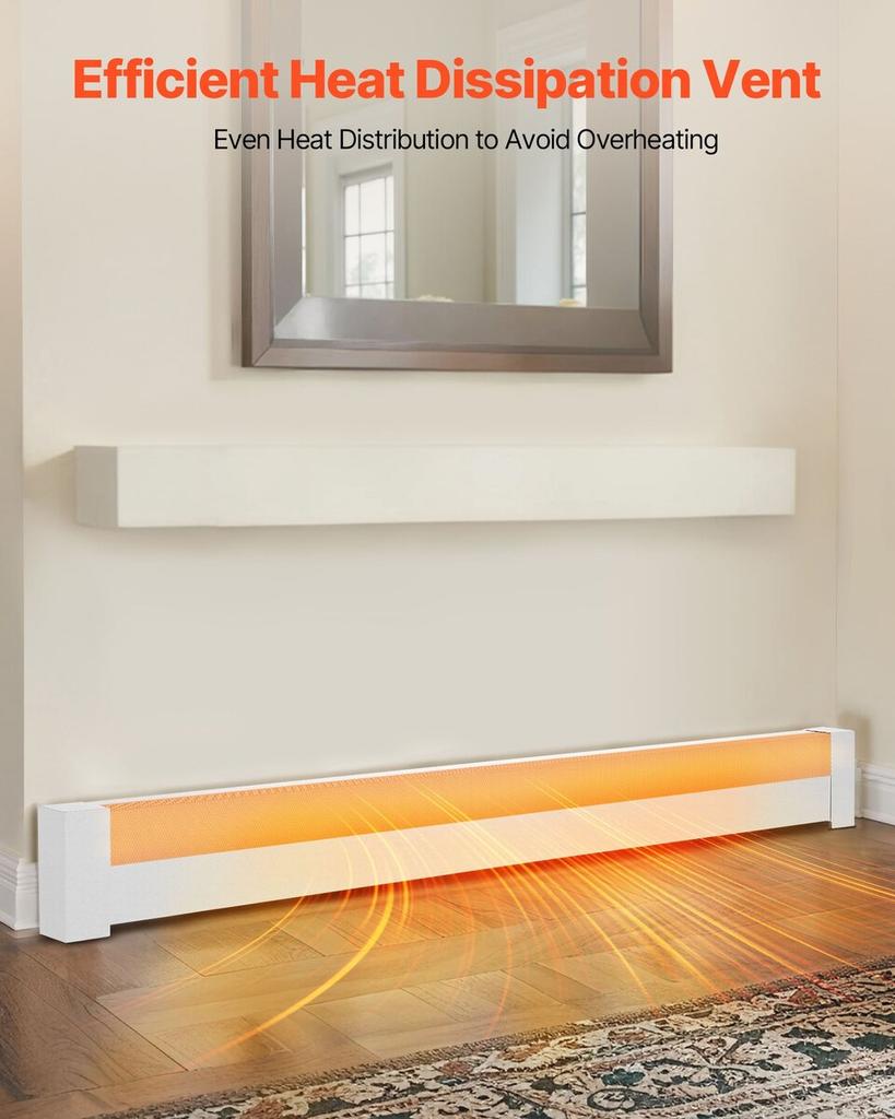Baseboard Heater Covers, Basic Series 1831 Mm Standard Electric Heating Unit Front Cover for Home Improvement, Heavy-duty Steel, Easy Installation for