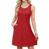 Women's Casual Fashion Breathable Solid Color Vest Dress With Pockets