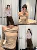 Women's Korean Style Twisted One-Shoulder Slim Fit Long Sleeve Knit Top