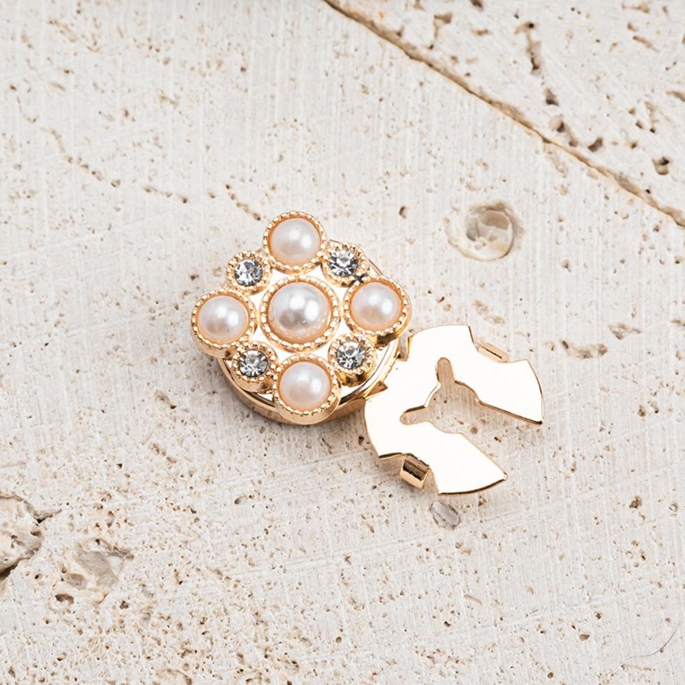 3 PCS Alloy Pearl Flower Button Covers DIY Accessories Flower Cufflinksble  For Men Women Clothing