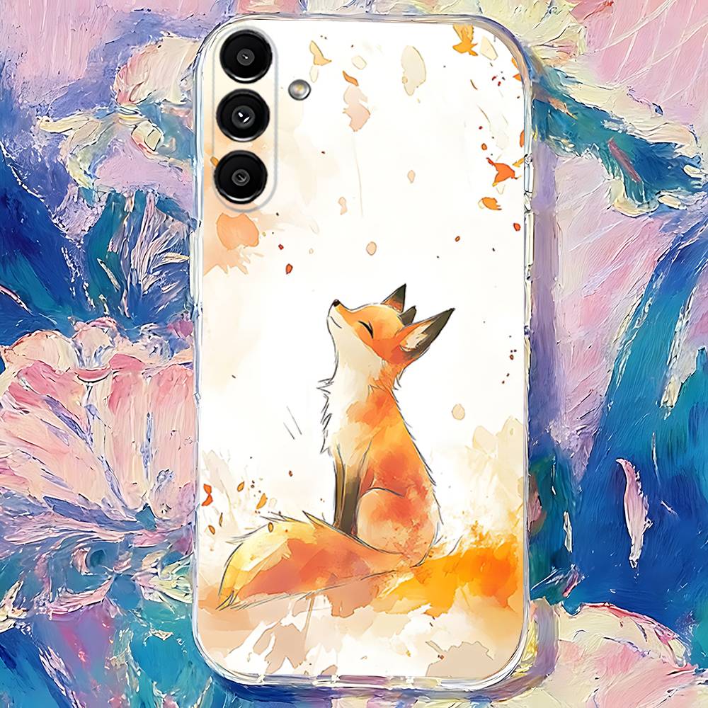 Cartoon Kawaii cute fox Phone Case For Samsung S30,S25,S24,S23,S21,S22,S20,S10,5G,FE,lite,PIus,Ultra Transparent Cover