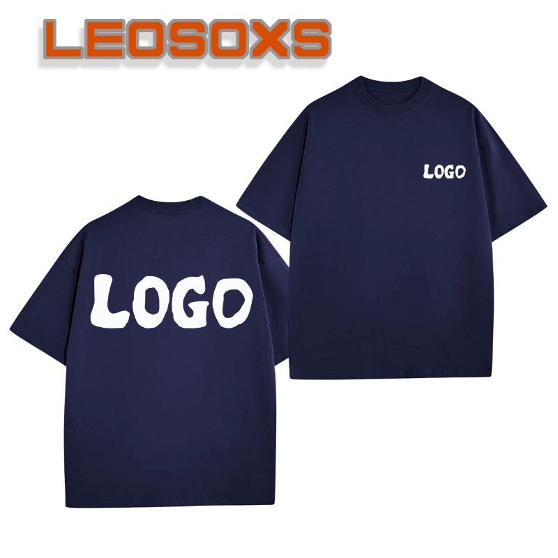 DIY Pattern Custom LOGO 100% Cotton 230G Casual Daily Sports Solid Color Unisex Fashion Loose Round Neck T-shirt S-5XL