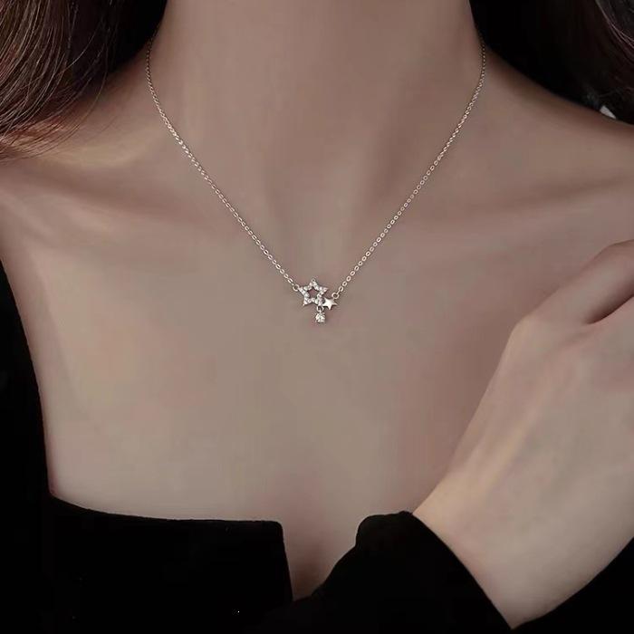 925 Sterling Silver Star Necklace - 2024 Trendy Light Luxury Clavicle Chain for Women