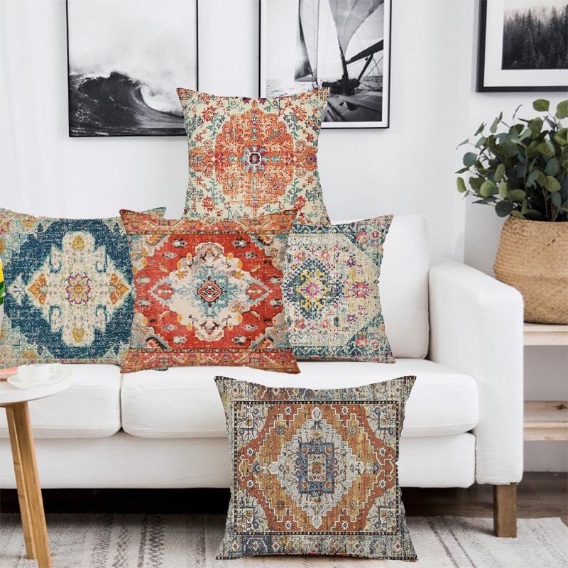 

45x45 см винтажная наволочка в персидском стиле с принтом и геометрическим узором, абстрактная наволочка