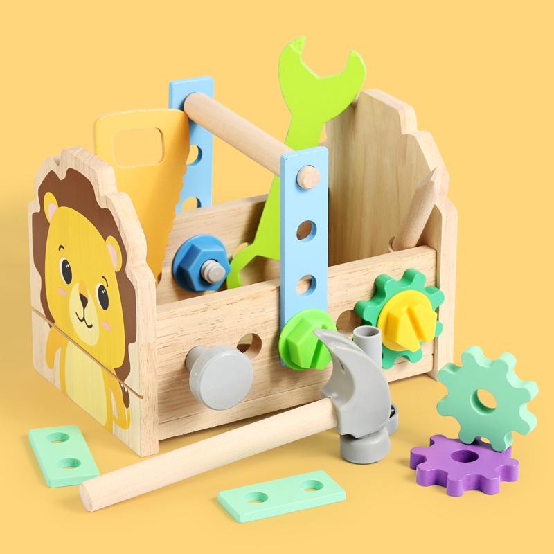 Kids Tool Bench Wooden Set Toys Montessori Toys Lion Workbench Construction Toys Educational Toys Christmas Birthday Gifts Boys
