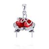 CLUCI Silver 925 Sterling Pendants for Pearl Necklace Bracelet Making 14 Pcs Zircon Red Christmas Pendant for Women SP377SB