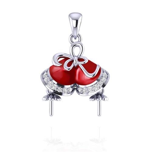 

CLUCI Silver 925 Sterling Pendants for Pearl Necklace Bracelet Making 14 Pcs Zircon Red Christmas Pendant for Women SP377SB серебряный