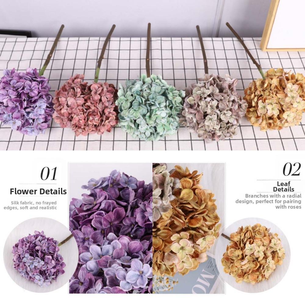 Handmade Artificial Hydrangea Flower Hydrangea Macrophylla Fake Flower  Mother's Day Gift