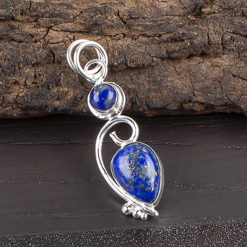 

Кулон из лазурита, Ювелирные изделия ручной работы, Кулон из стерлингового серебра 925 пробы, Дизайнерские украшения с драгоценными камнями, Серебряный кулон с цепочкой, Подарок для мамы 1.47 inches синий