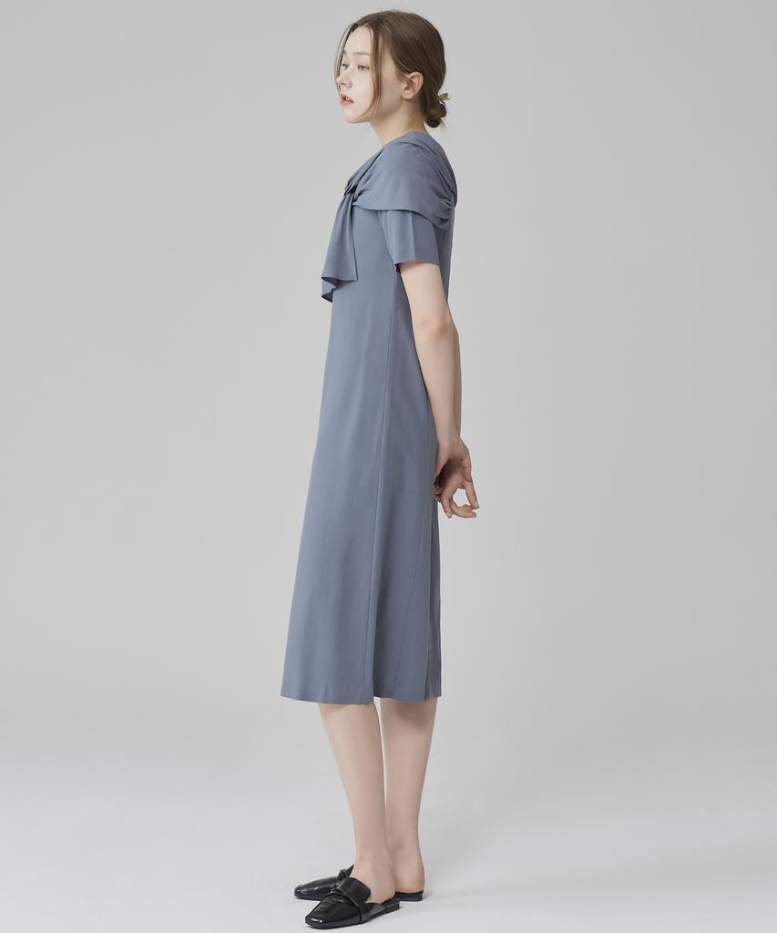 Hye Young Kim Silk Interlace Short Sleeve Dress - Cerulean