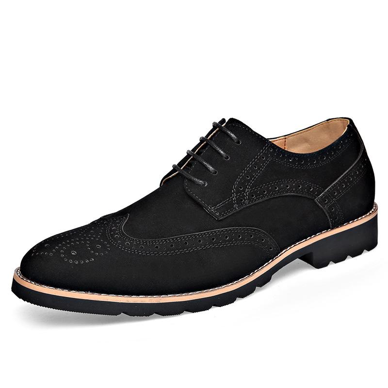 Fashion Men's Leather Shoes Size 38~46 Brogue Dress Shoes Man Wedding Leather Social Shoe Male Retro Suede Leather