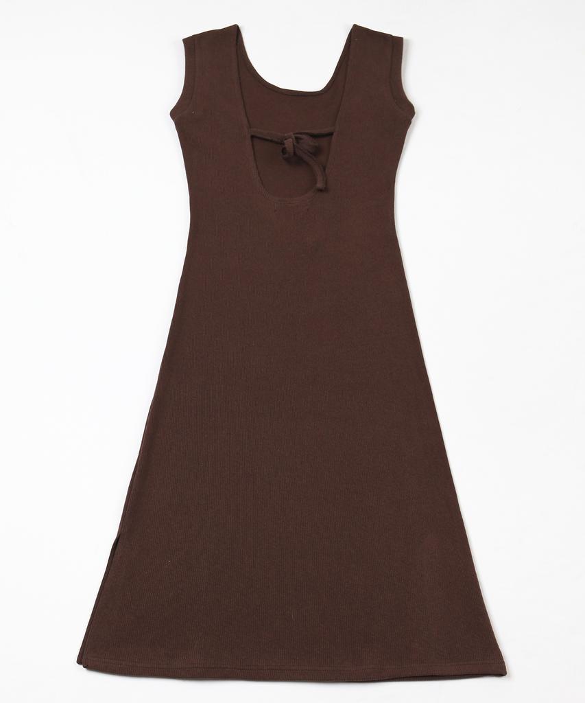 Catharsis Knitting Tank Tab Backless Long Dress Brown One Size