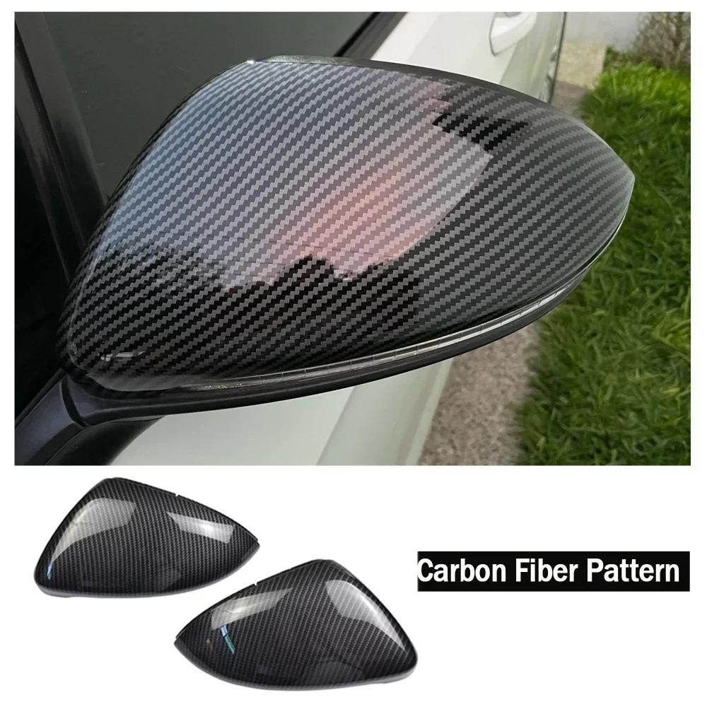 Rearview Cover Side Wing Mirror Caps Carbon Fiber Pattern Black Replacement For VW Golf 7 MK7 7.5 GTD R GTI Touran L E-GOLF
