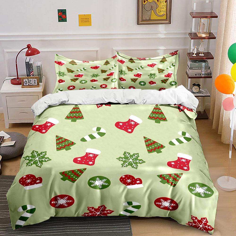 Christmas Pattern with Trees Bedding Duvet Cover Set Duvet Cover Pillowcases (1*Duvet Cover 2*Pillowcases, Without Duvet Insert)