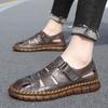 2024 Classic Summer Cool Men's Sandals Leather Outdoor Summer Handmade Shoes Men Beach Breathable New Men's Beach Cave Sandals