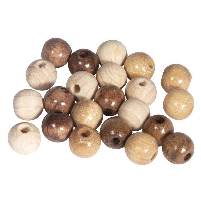 Perles en bois polies 8mm Tons naturelles 84 pièces