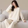 Air Cotton Sandwich Pajamas Women'S Autumn And Winter Cotton Long-Sleeved Thickened And Wearable Loungewear Set